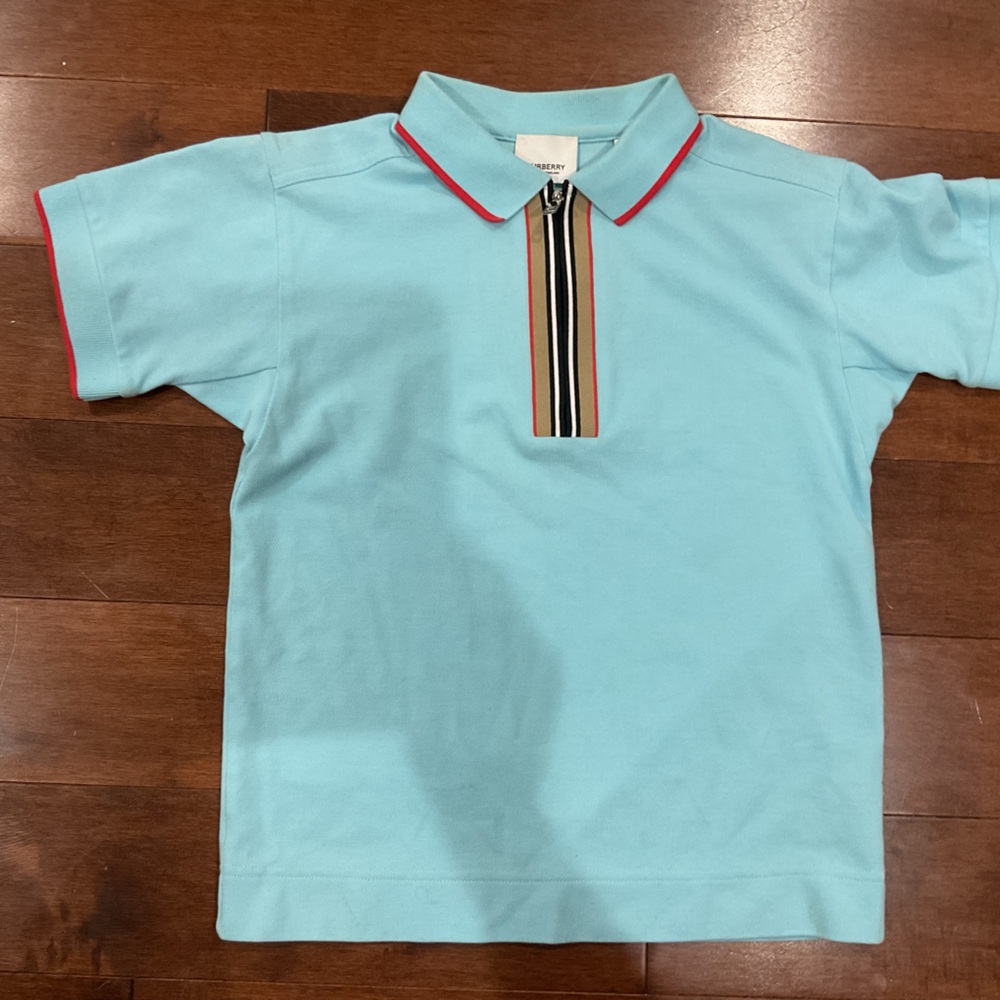 Burberry Aqua Polo with Red Accents